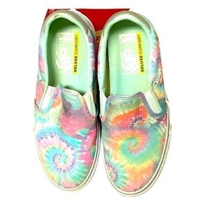 size 9.5 tie dye Vans loafers